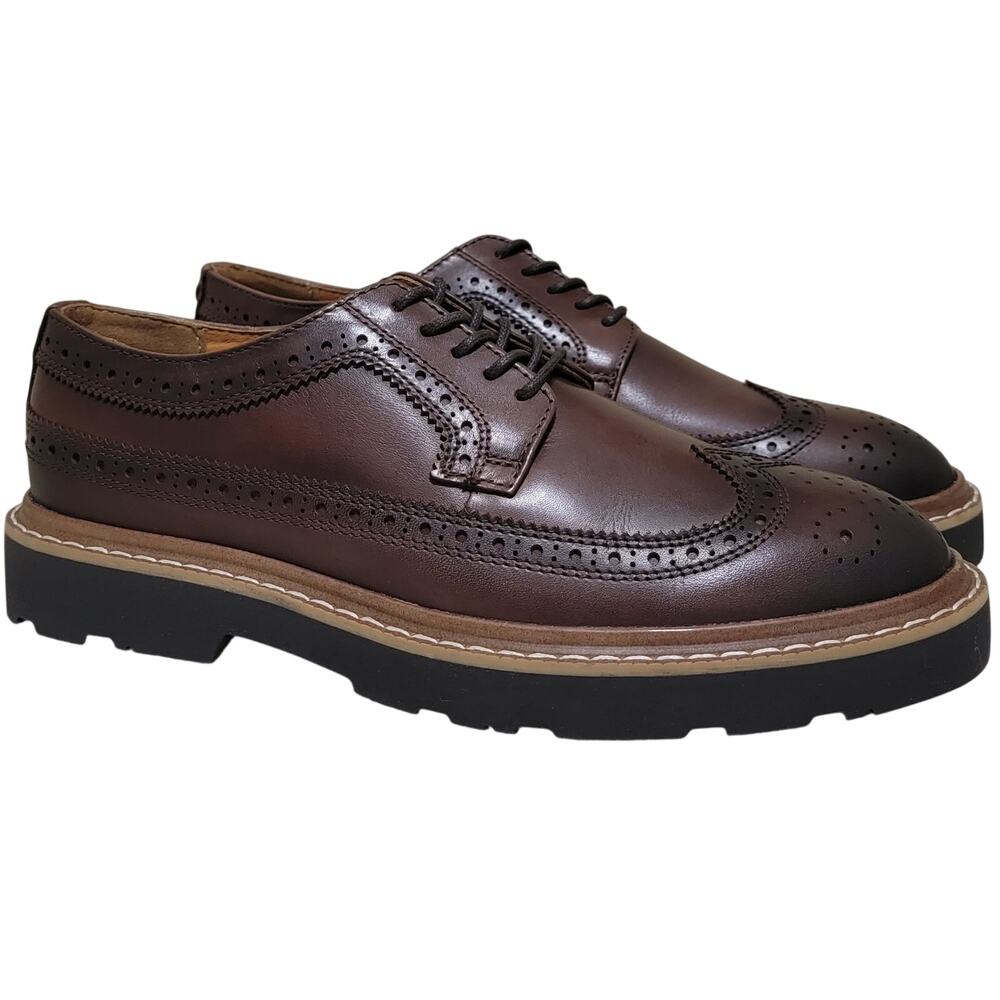 Bar III Men Williem Long Wingtip Derby Oxfords Size US 7M Brown Leather
